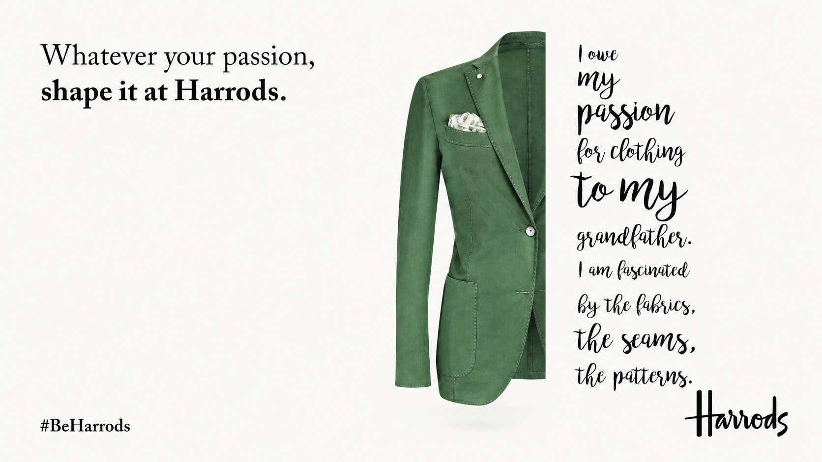 Campaign execution: a green jacket, I owe my passion for clothing to my grandfather