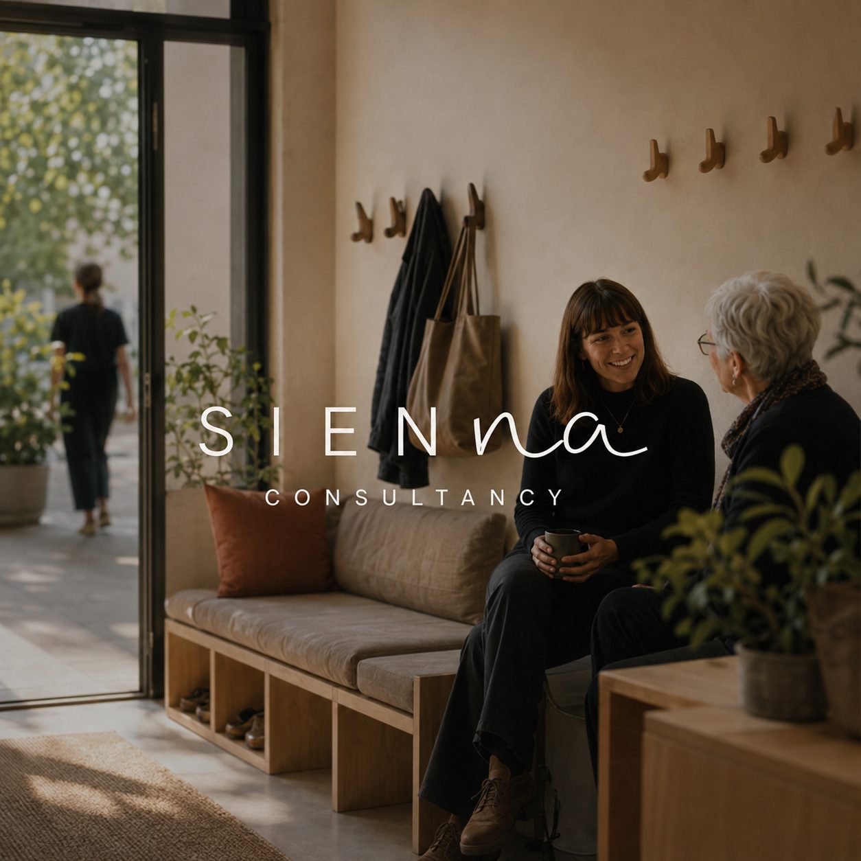 SIENNA wordmark in an entrance space