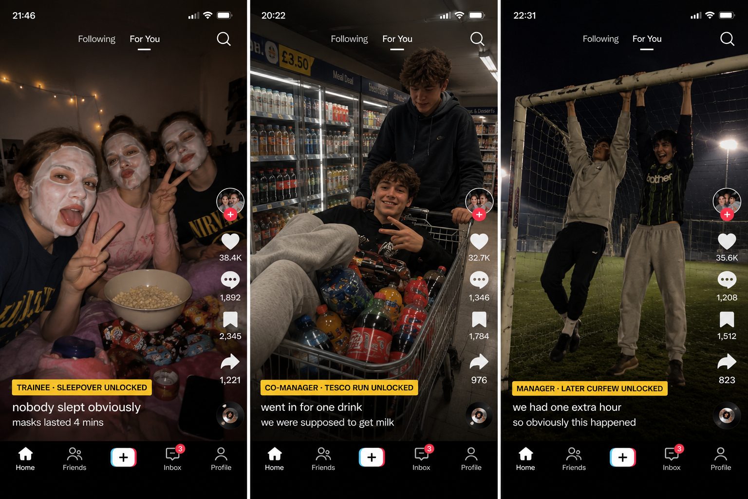 Three phone screens showing unlocked freedoms